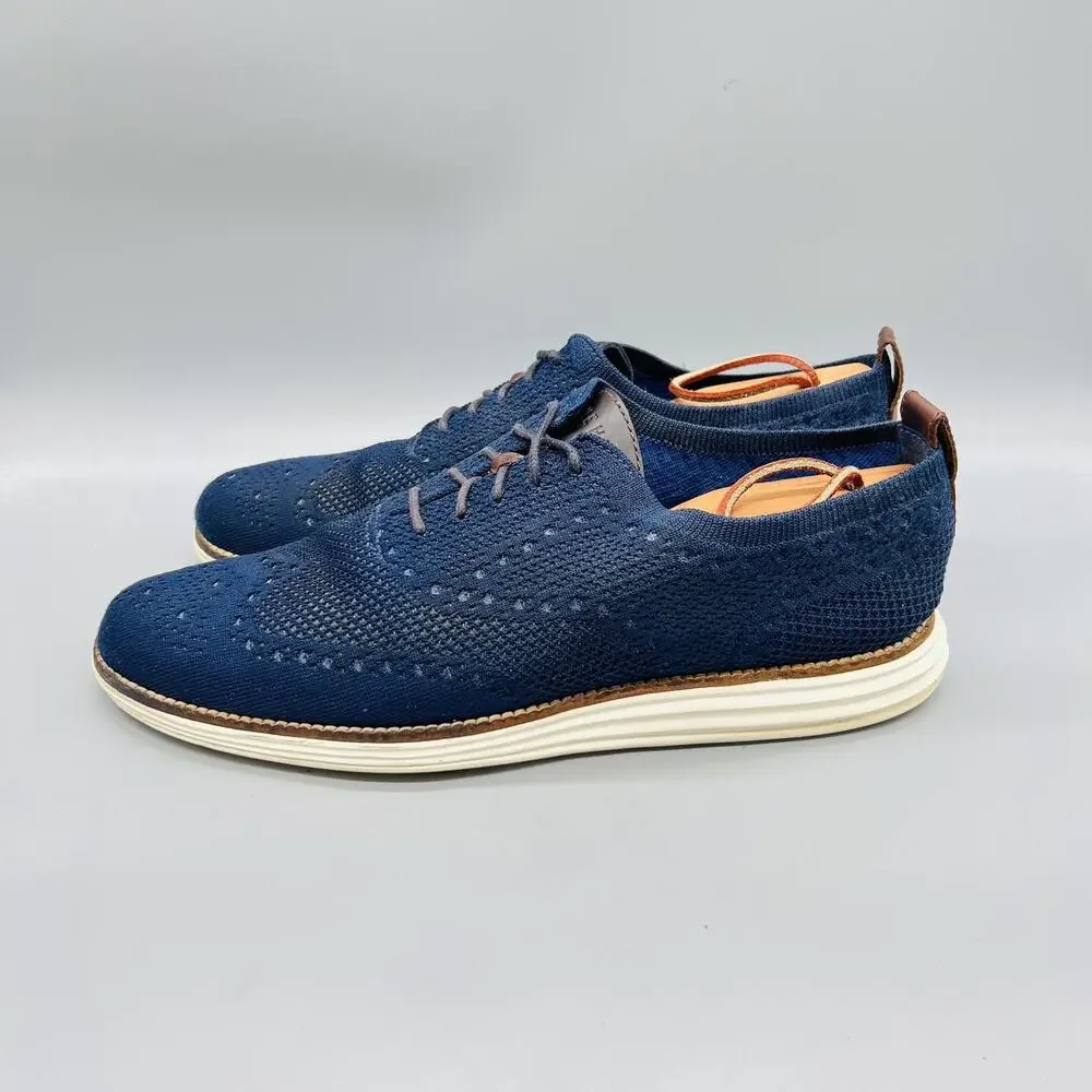 Cole Haan Shoes Mens 10 Blue Knit Grand Wingtip Casual Sneakers Comfort